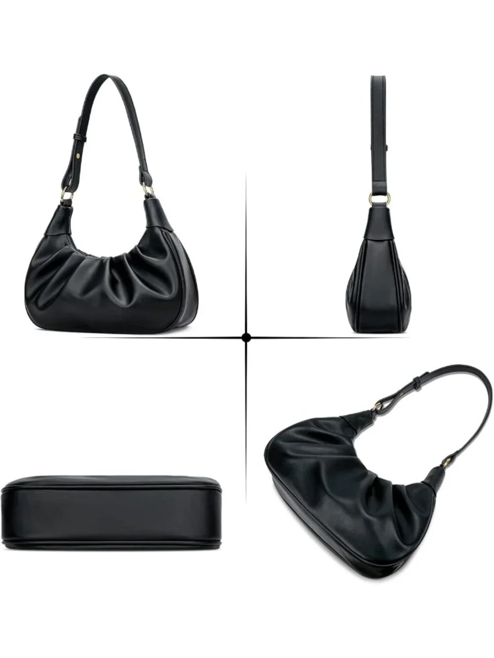 Crescent Ruched Mini Hobo Bag - Stylish Underarm Purse for Women, Chic Shoulder